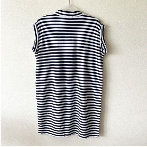 ATM Anthony Thomas Melillo V Neck Navy Striped Shift Dress - Picture 7 of 9